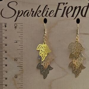 Filigree gold leaf waterfall earrings